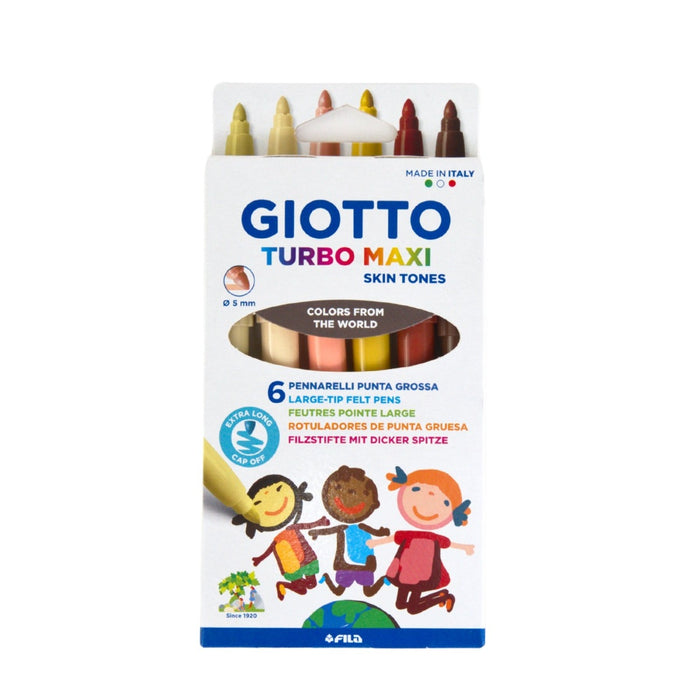 GIOTTO Turbo Maxi Felt Tip Pens Hangable Cardboard Box Skin Tones 6 Colours from Australia
