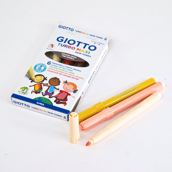 GIOTTO Turbo Maxi Felt Tip Pens Hangable Cardboard Box Skin Tones 6 Colours from Australia