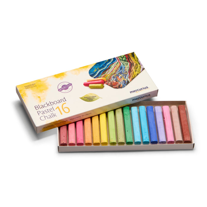 Mercurius Blackboard Pastel Chalk Assorted Basic Colours, Box of 16 from Australia