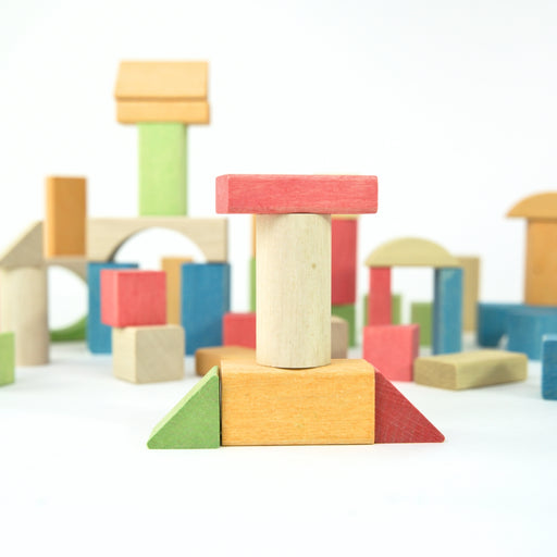 nic Wooden Toy Building Blocks 58 Blocks plant-based dyes from Australia