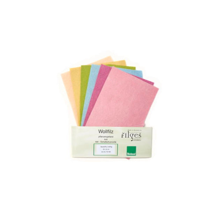 35326205 Filges Organic Plant Dyed Wool Felt 20x15cm 6 Sheets - Pastel Assortment