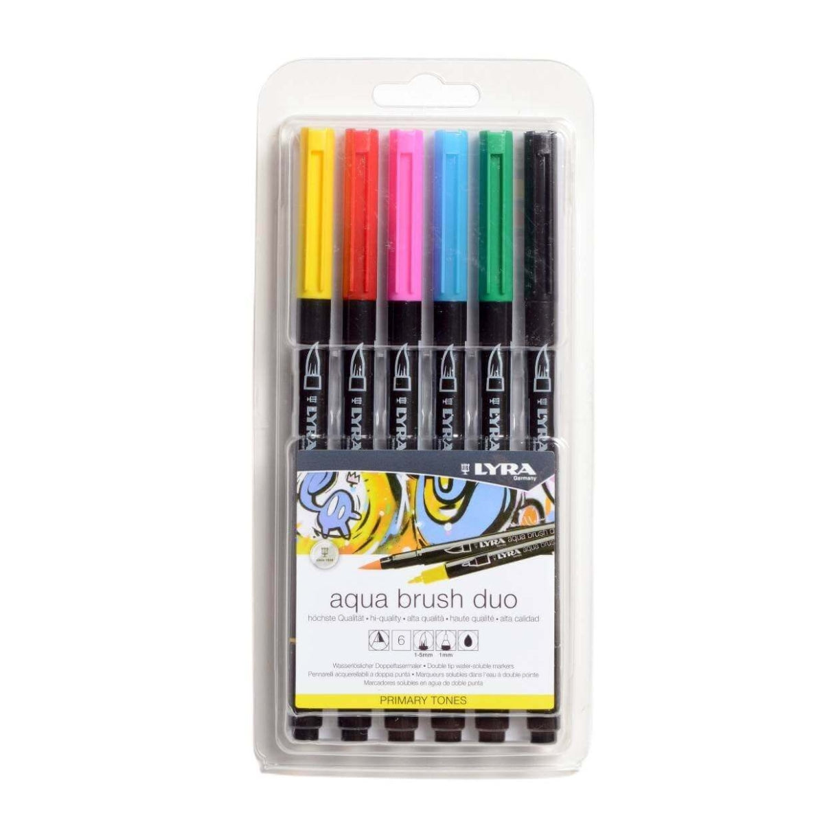 LYRA Aqua Brush Duo Set 6 Pens - Primary Colours