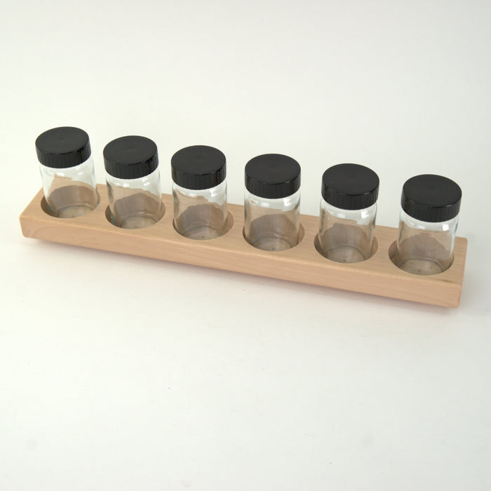 25915001 Wooden Holder for 6 Glass 100ml Paint Jars (holes 5cm) - Holder Only